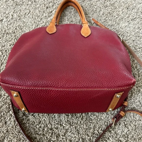 Dooney & Bourke Red and Tan Satchel with Dome Shape - Picture 2 of 3